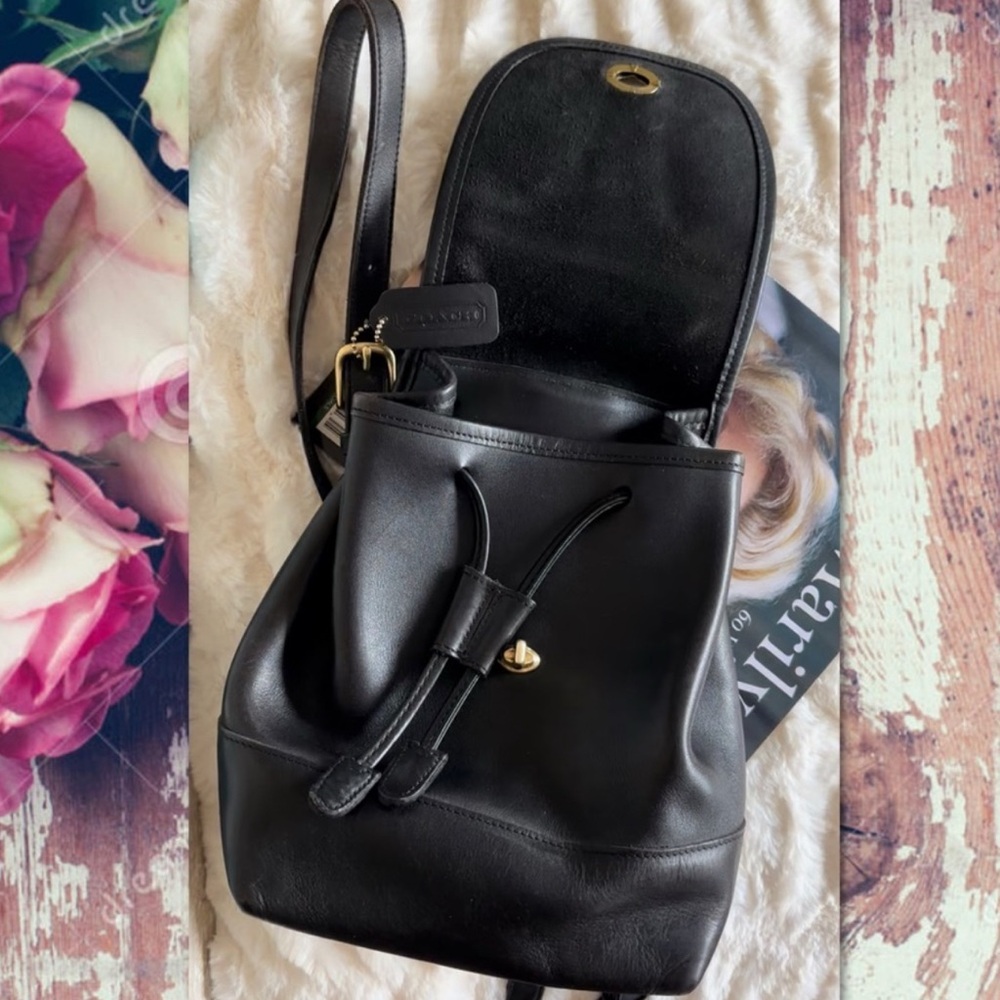 VINTAGE COACH BLACK LEATHER MINI DAYPACK BACKPACK 9960 - Picture 9 of 16